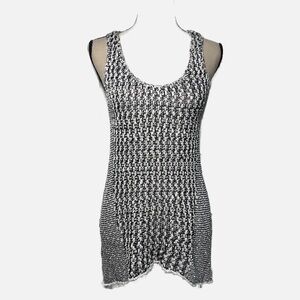 Cabi Black and Off White Cotton Sleeveless Boho Sweater Womens size Small